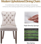 Velvet Dining Chairs Set of 6, Tufted Upholstered Dining Room Chairs with Back Ring Pull, Nailhead Trim and Solid Wood Legs, Modern Dining Chairs for Dining Room, Kitchen(Beige)