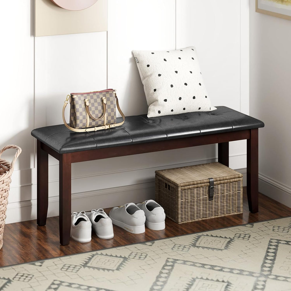 Giantex Dining Room Bench, Traditional Upholstered Table Benches, Hallway PU ...
