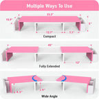 Simple Houseware Desk Dual Monitor Stand Riser with Drawer, Pink