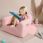 MOMCAYWEX Kids Snuggly-Soft Sherpa Chair, Comfy Sofa Chair, Pink | Kids Armchair Furniture, Removable Washable Soft Cover, Lightweight, Reading Playing Comfy Sofa Chair, Boys Girls