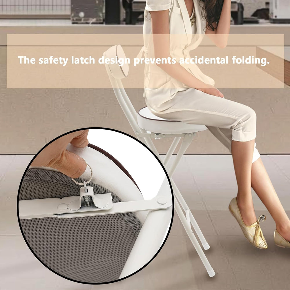 2 Pcs Folding Bar Stool with Backrest & Footrest 25.6in Height Tall Folda...
