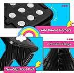 Delxo 17.5 Inch + 11 Inch Folding Step Stool, Foldable Stool for Adults,Premium Portable Collapsible Plastic Step Stool,Non Slip Folding Stools for Kitchen Bathroom Bedroom (Blue + Black)
