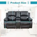 Recliner Sofa Set Couches for Living Room Chair Semi PU Fabric Living Room Furniture Sets, Adjusted Loveseat Reclining Couch Furniture Sofa Set for Theater Seating, Black