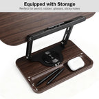 Book Stand with Light & Storage, Book Holders for Reading Hands Free, Wooden Cookbook Stand with Adjustable Height & 360 °Angle for Recipe,Magazine,Laptop,Tablet, Bible