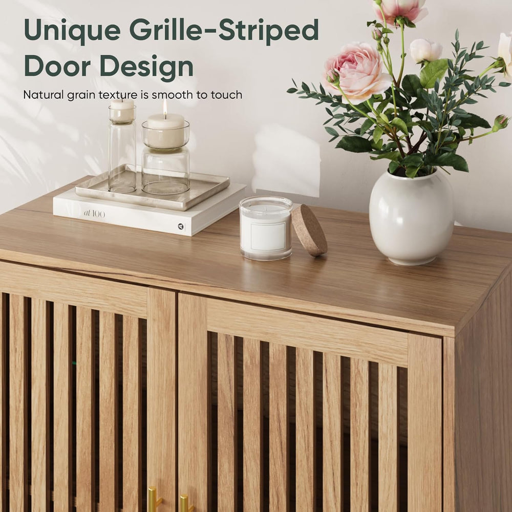 Smart FENDEE Sideboard Cabinet, 31.5" W Farmhouse Buffet Cabinet with Sl...