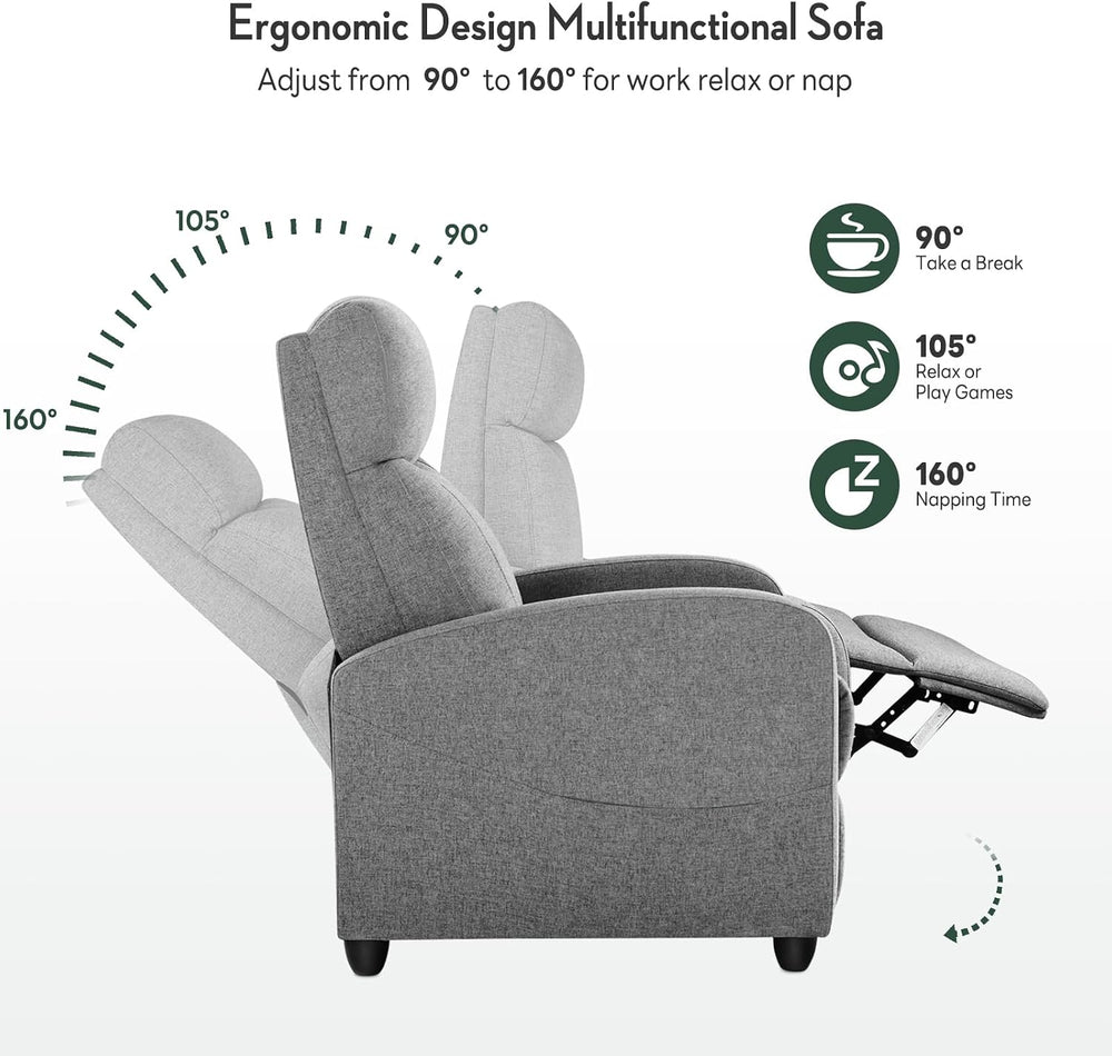 Massage Recliner Chair, Recliner Sofa Fabric for Adults, Recliners Home Theat...