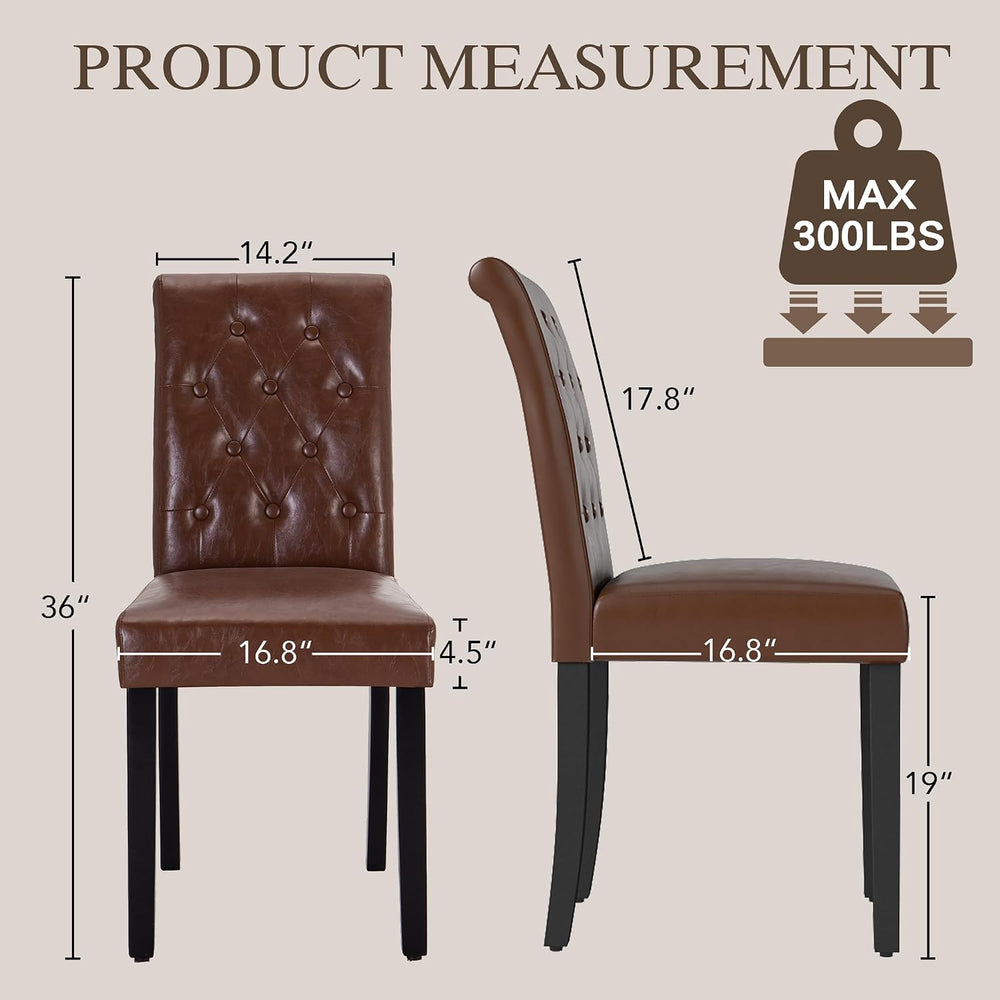 LSSBOUGHT Set of 2 Modern Tufted Dining Chairs, Button Padded Fabric Chairs w...