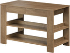 Tribesigns 55" Kitchen Island with Drawers, 2-Tier Farmhouse Wood Stationary Island Table with Storage and Open Shelf, Coffee Bar Table for Kitchen, Dining Room, Small Space, Brown