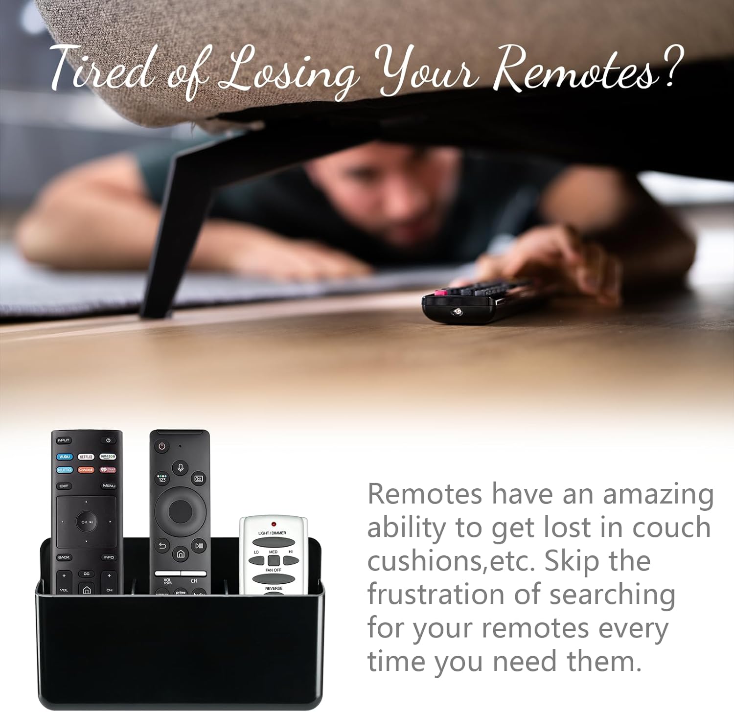3 Slot Remote Control Holder, TV Remote and Wall Pen Storage Accessories for Home Office School (Black 1Pack)