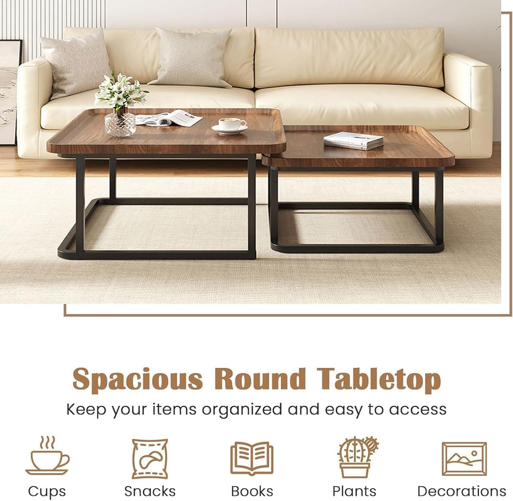 Nesting Coffee Table Set of 2, 23.6"+19.7" Nesting Tables | Small S...