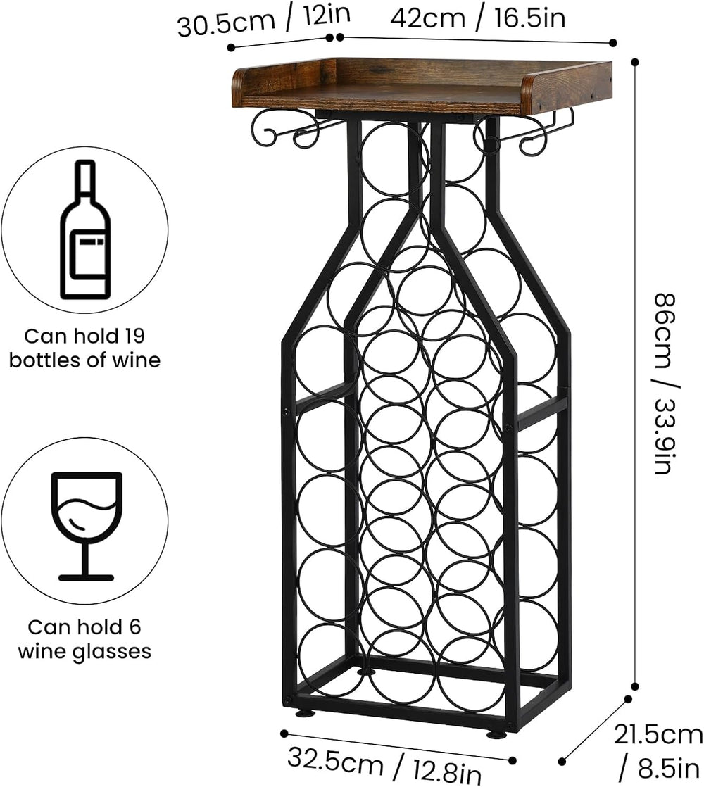 Wine Rack Freestanding Floor, Table Wine Holder Stand Mini Bar Table Floor Wi...
