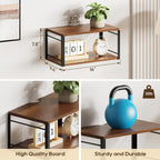 Floating Nightstand Wall Shelf, Wood Bedside Shelf Wall Mounted Nightstand Set of 2, Floating Bedside Table for Bedroom, Living Room, Bathroom, Kitchen, Office (Vintage Brown)
