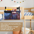 American Tie Dye Stars and Fireworks Bedside Caddy for Dorm Bed Bedside Hanging Caddy Bag Iron Frame Storage Organizer Pocket for Bunk Home College Hospital Beds 2 Hooks