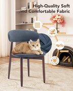 Dining Room Chairs Set of 4, Upholstered Farmhouse Dining Chairs, Modern Fabric Kitchen Chairs with Solid Wood Leg,Blue