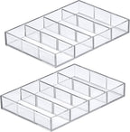 Amazing Abby - Soleil - 2-Pack Acrylic 4-Compartment Sunglass Organizer, Plastic Eyeglass Display Case, Transparent Jewelry Storage Tray, Clear Beauty Supply Holder, Great for Bedroom and Bathroom