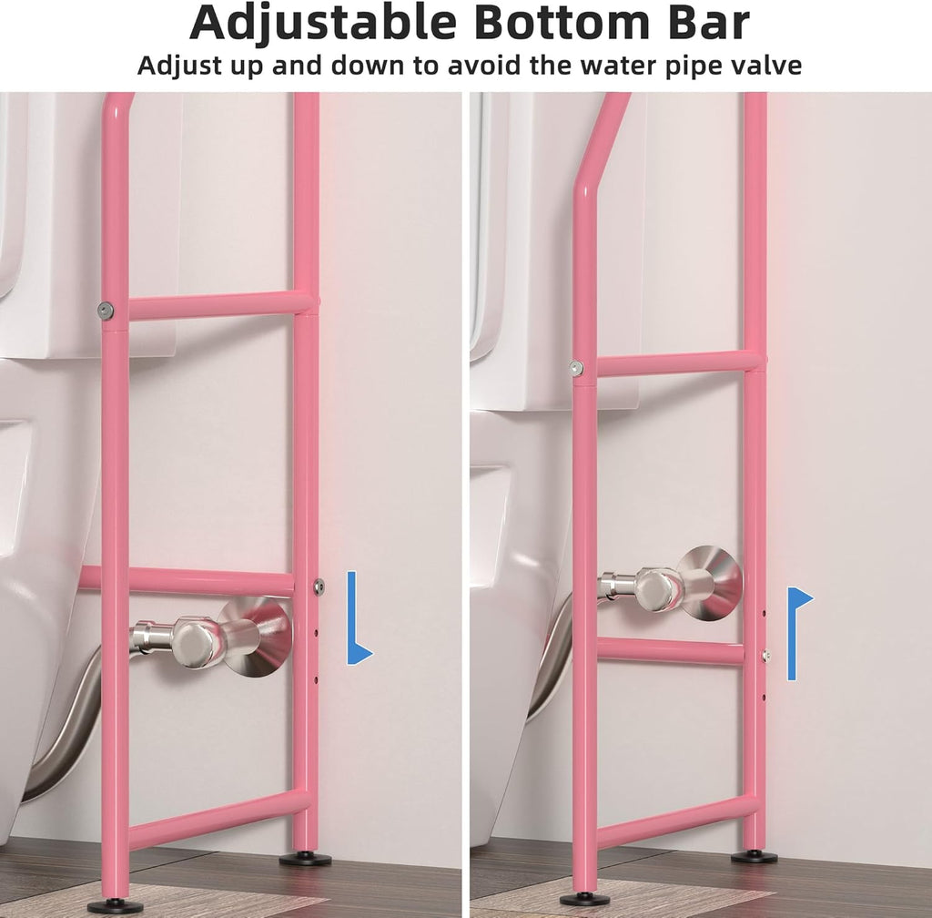 3-Tier Over The Toilet Storage, Freestanding Metal Bathroom Shelves, Space Saver Above The Over Toilet Storage Shelf for Bathroom (Pink)