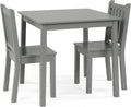 Humble Crew Toddler Table and Chair Set for Kids, Wood Activity Furniture | Sturdy 3 piece playroom or bedroom desk, perfect size for crafts, snacks, homework, and learning, includes 2 matching seats