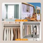 Black Adjustable Closet Rod 18-48 Inches, Heavy Duty Metal Clothes Hanging Rod, Rust-Proof Non-Slip Wardrobe Bar for Closet, Laundry Room, RV