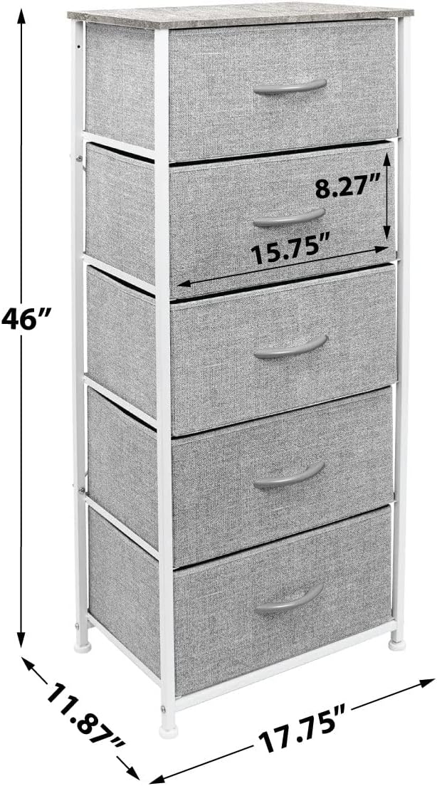 Sorbus Nightstand with 5 Drawers - Bedside Furniture & Night Stand End Ta...