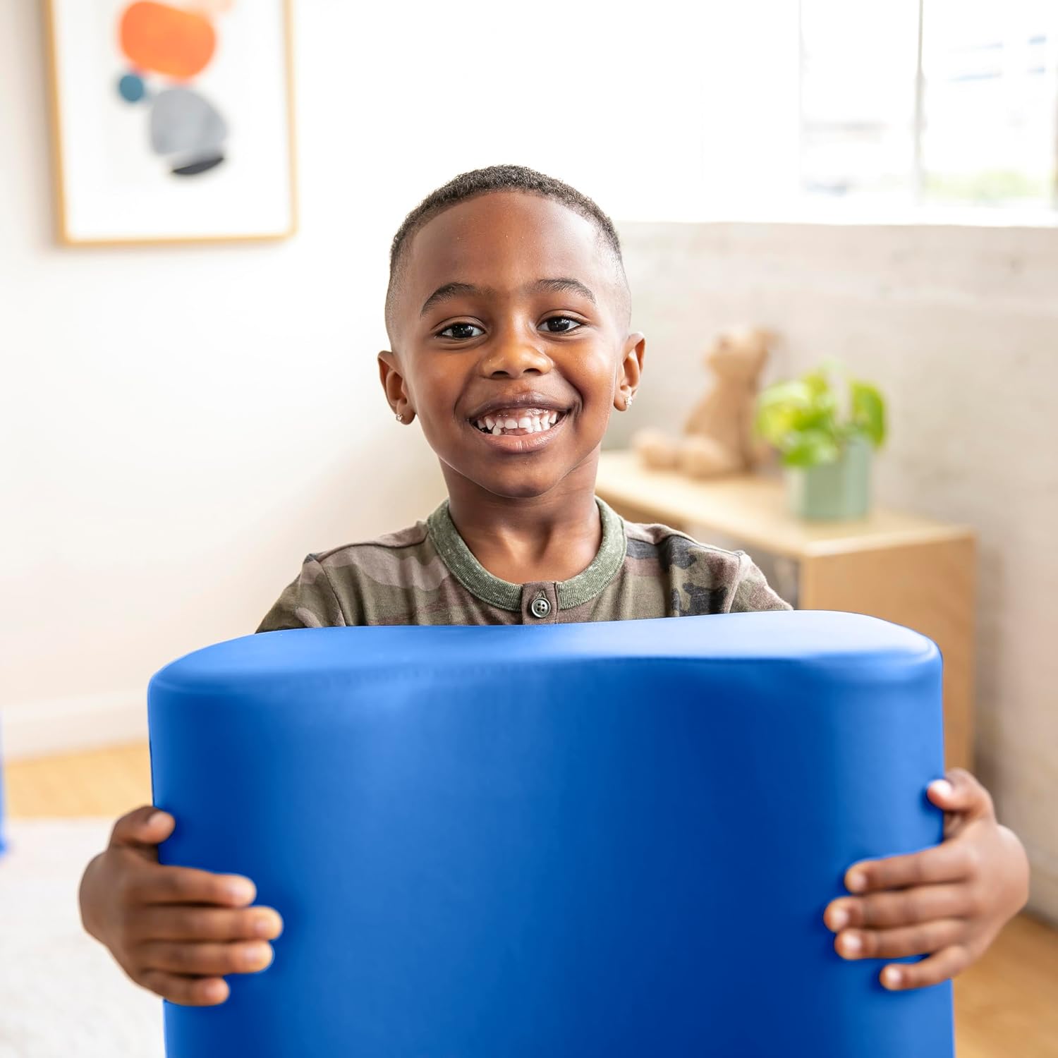 ECR4Kids SoftZone Toddler Modular Stool Seating Set, Classroom Furniture, Blue, 2-Pack