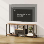 TV Stand with Fabric Drawer for 55 Inch TV, Entertainment Center with Open Shelves, Media TV Console Table for Living Room, Bedroom, Rustic Brown
