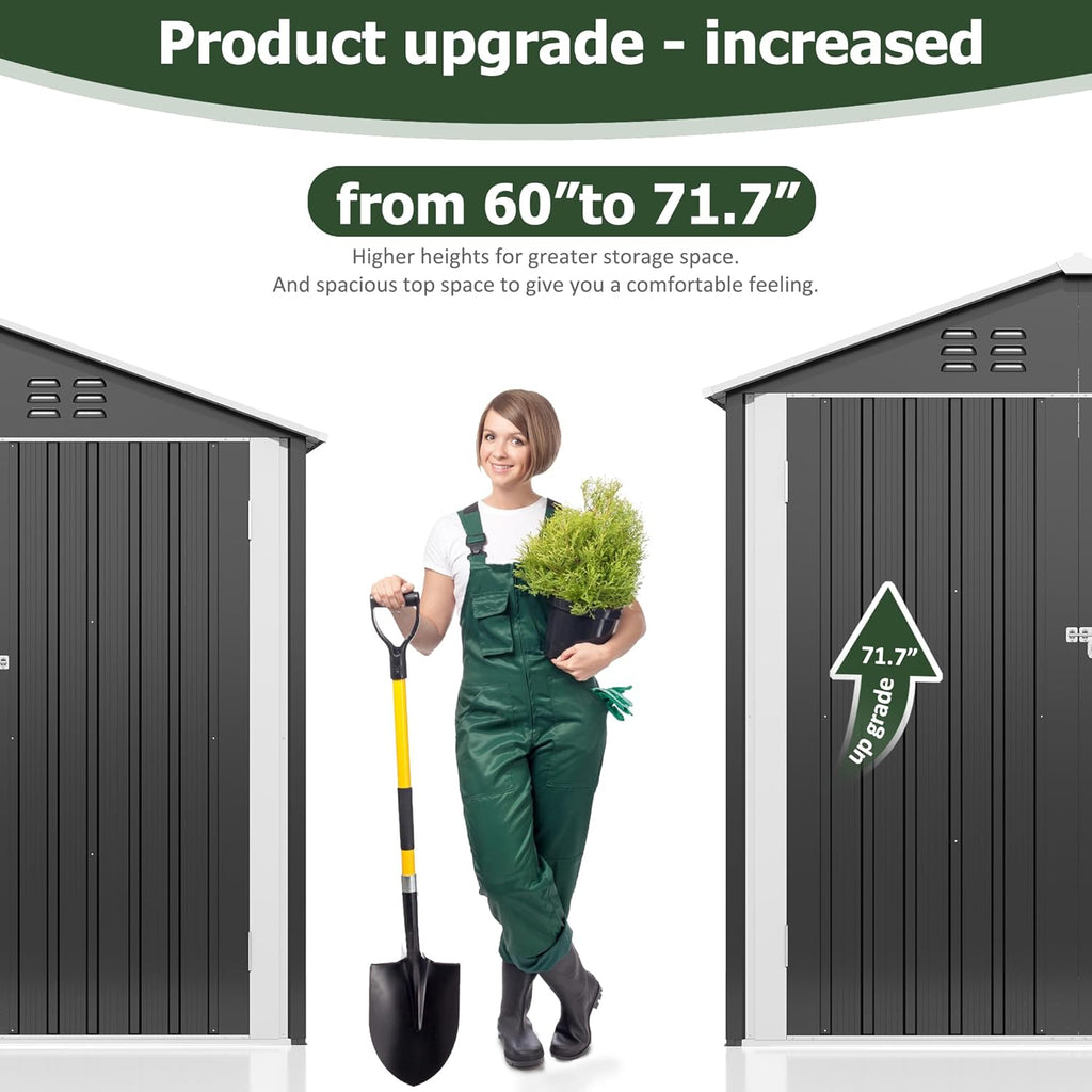 9x4 FT Outdoor Storage Shed, Garden Shed with Updated Frame Structure and Lockable Doors, Metal Tool Sheds for Backyard Garden Patio Lawn, Grey
