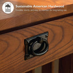 Leick Home Mission Impeccable Bookshelf, Solid Wood, 2 Drawers, 2 Shelves, Slatted Sides, Blackened Hardware, Easy Assembly, Russet Brown, 12 in D x 34 in W x 30 in H, Item 8261
