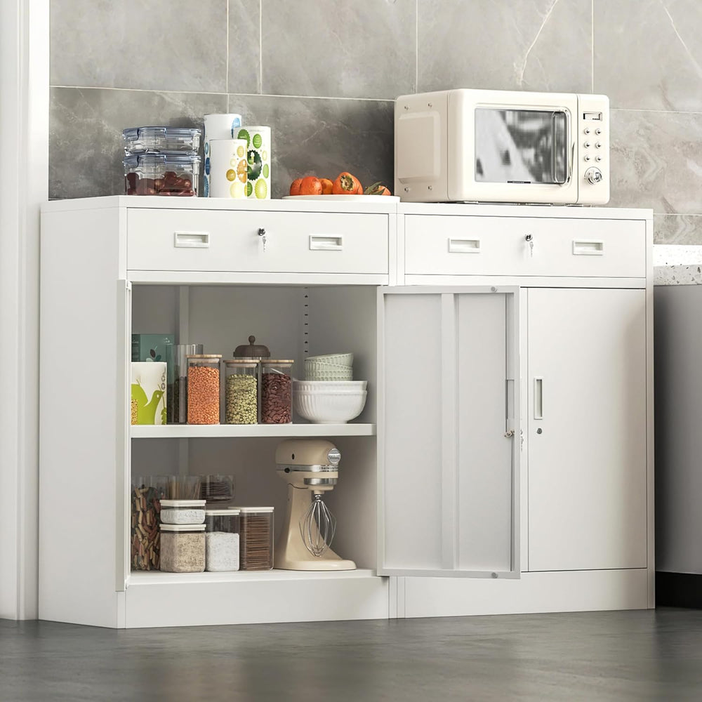 Wanfu Metal Storage Cabinet, Locking Cabinet with 1 Drawer and Adjustable She...