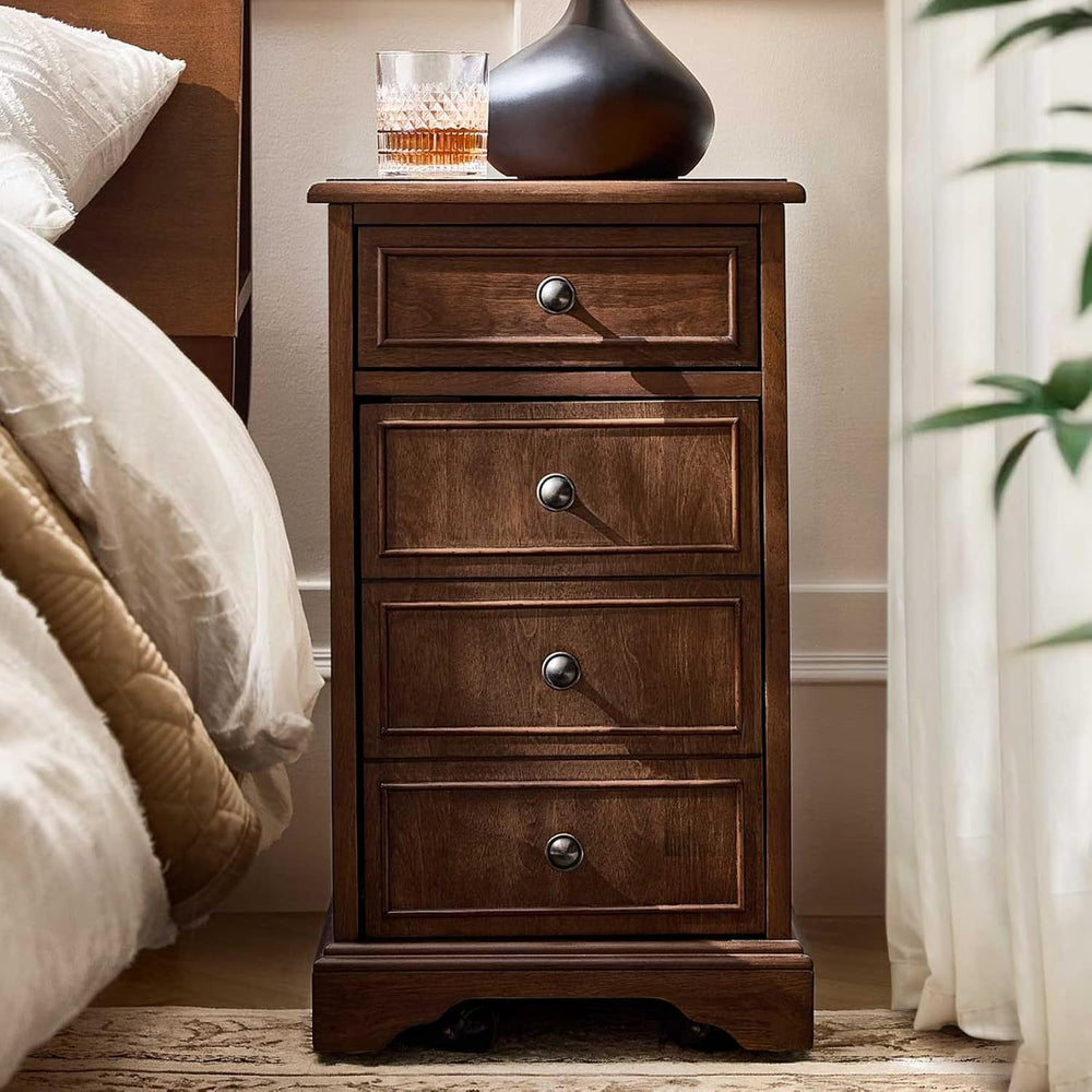 25" Tall Traditional End Table with Rolling Casters & Charging Stati...