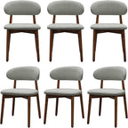 Farmhouse Dining Chairs Set of 6, Mid Century Modern Wooden Dining Room Chairs, Farmhouse Fabric Upholstered Kitchen Dinner Chairs for Living Room Restaurant Cafe, Walnut/Laurel Green
