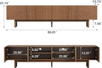 86.61" Mid-Century Modern TV Stand, Walnut Entertainment Center for TVs Up to 85", Media Console with 4 Doors & Large Storage, Sturdy Wooden Legs & Cable Management for Living Room