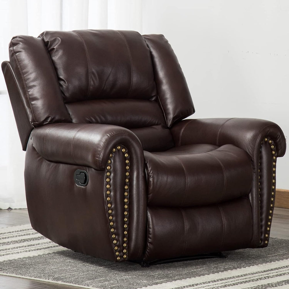 CANMOV Leather Recliner Chair, Classic and Traditional Manual Recliner Chair ...