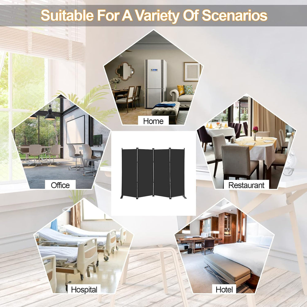 MAYOLIAH 4 Panel Room Divider 6Ft Tall Indoor Foldable Privacy Screen wall