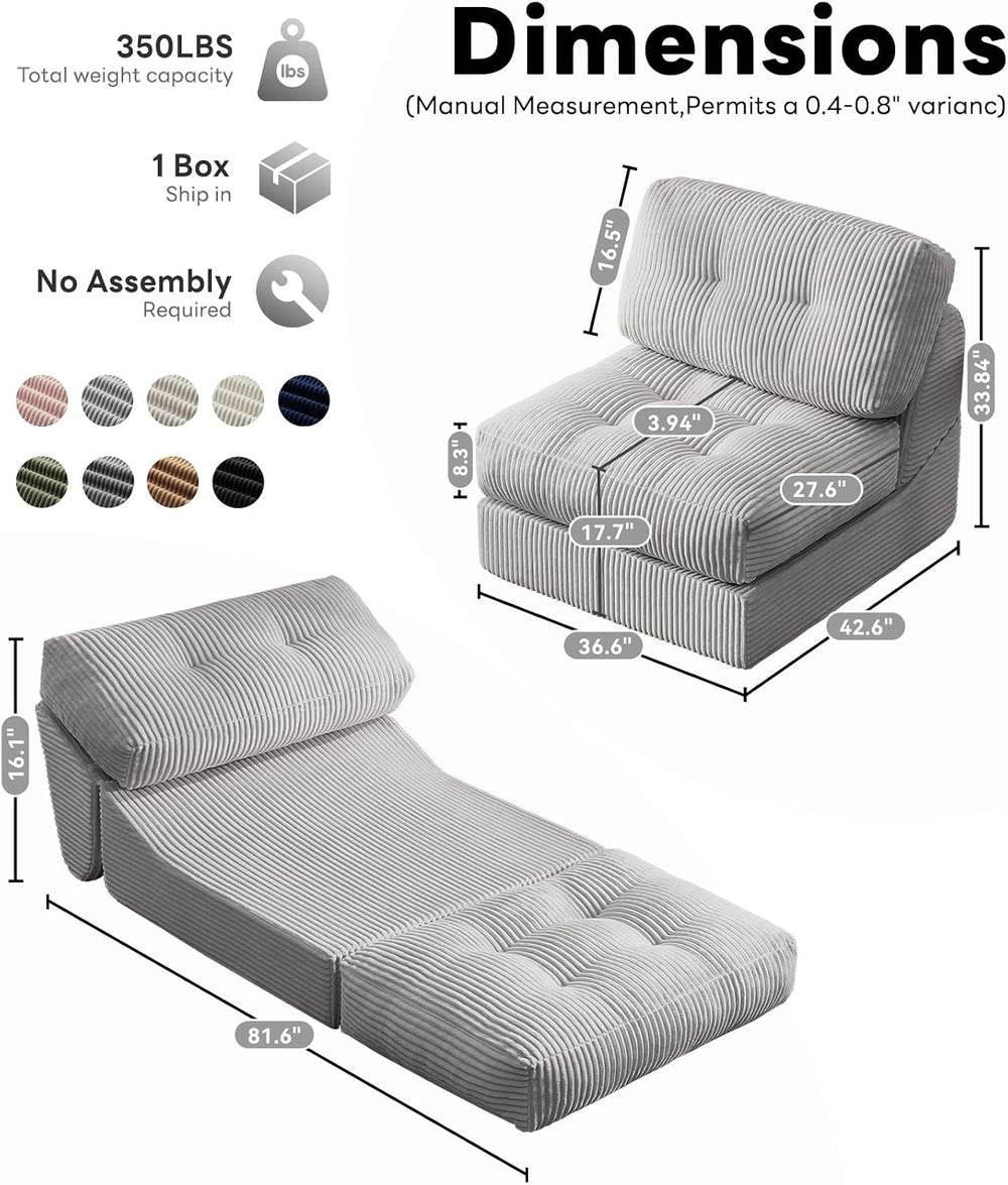 35.8'' Folding Sofa Bed, Convertible Sleeper Chair with Large Pillow,...