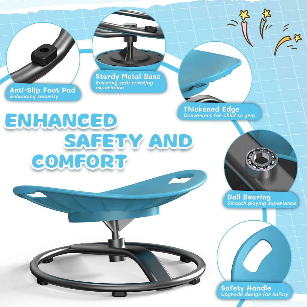 Spinning Chair for Autistic Kids - Sensory Spinning Chair with Safety Handle & Non-Slip Design Sensory Toys for Kids with Autism(Blue)