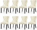 SyMax Dining Chairs Set of 8, Faux Leather Parson Dining Room Chairs 8PCS, High-End Tufted Kitchen Side Chairs for Bedroom, Living Room, White