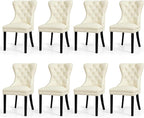 SyMax Dining Chairs Set of 8, Faux Leather Parson Dining Room Chairs 8PCS, High-End Tufted Kitchen Side Chairs for Bedroom, Living Room, White