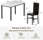 Hooseng Dining Table Set for 4, Modern Faux Marble Kitchen Table with 4 PU Leather Chairs, 5 Piece Dining Room Sets for Dinette, Breakfast Nook, Black