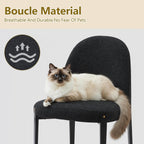 Morden Fort Boucle Dining Chairs Set of 4, Thick Upholstered Chairs with Metal Legs & Curved Backrest, Post Modern Minimalist Chair for Dining Room, Kitchen, Living Room, Bedroom, Apartments, Black