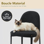 Morden Fort Boucle Dining Chairs Set of 4, Thick Upholstered Chairs with Metal Legs & Curved Backrest, Post Modern Minimalist Chair for Dining Room, Kitchen, Living Room, Bedroom, Apartments, Black