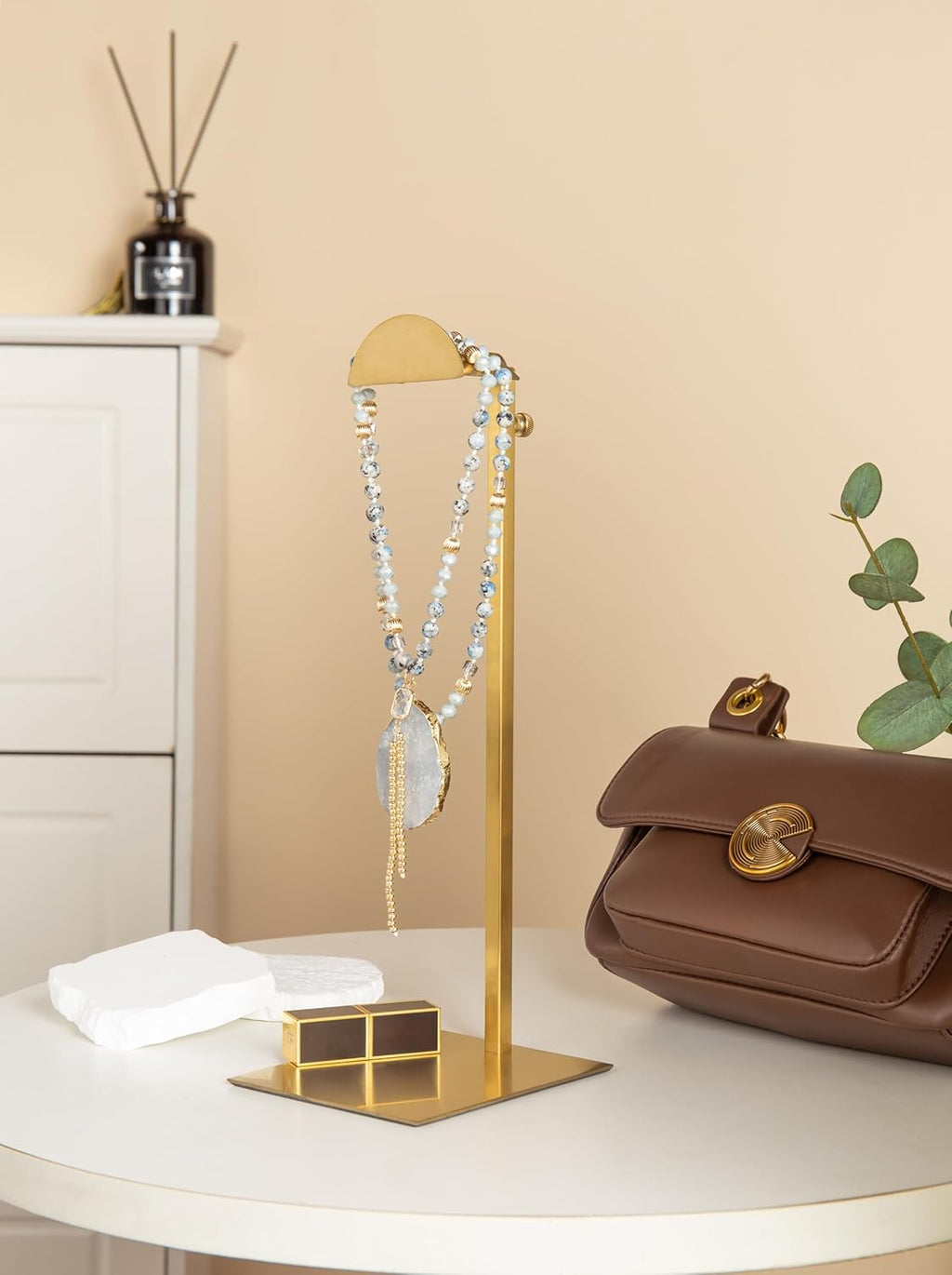 Purse Display Stands, 4 Pack Gold Purse Display Rack Stainless Steel Handbag Display Stand Adjustable Height Bag Display Stand Holder Anti-fingerprint for Retail Boutiques Commercial Store