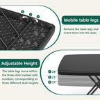 Folding Table 30 Inch - Small Desk Adjustable Height TV Tray for Laptop, Couch, Camping - Heavy Duty Utility Foldable Table for Small Spaces, No Assembly Required, Black Granite