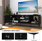 Modern TV Stand for 65/70inch TV, Entertainment Center with Storage Cabinet and Open Shelves, Embossed Pattern TV Stand, TV and Media Console for Living Room, Bedroom, Black