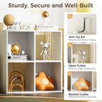 COMHOMA 4 Wood Cube Storage Organizer with Open Back and Removable Back Panels, 11In White Cube Storage Bookshelf, Cubicle Shelf Bookcase for Home Office Bedroom Living Room, Vertical or Horizontal