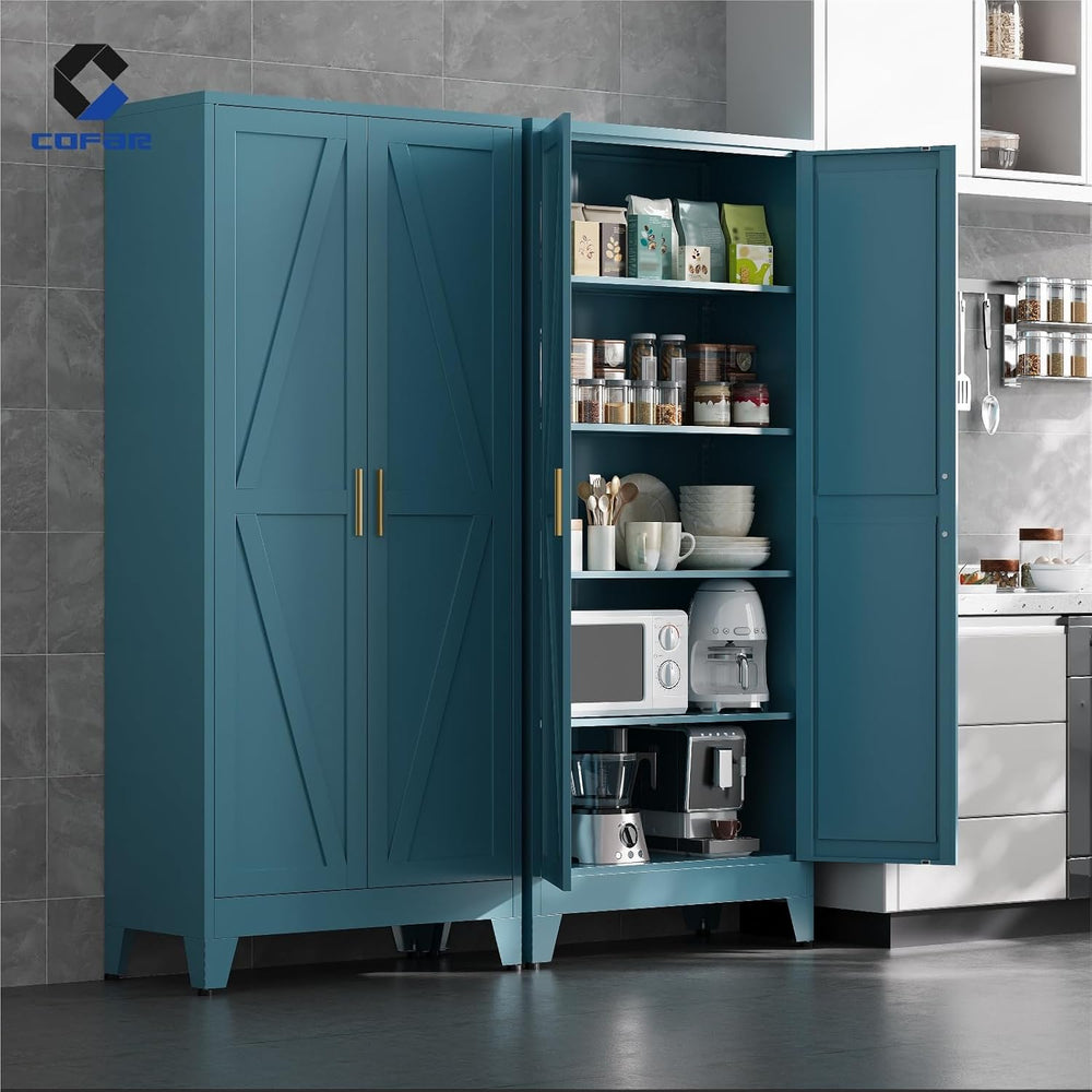COFaR Metal Pantry Cabinet with Doors, Farmhouse 71'' Tall Storage Ca...