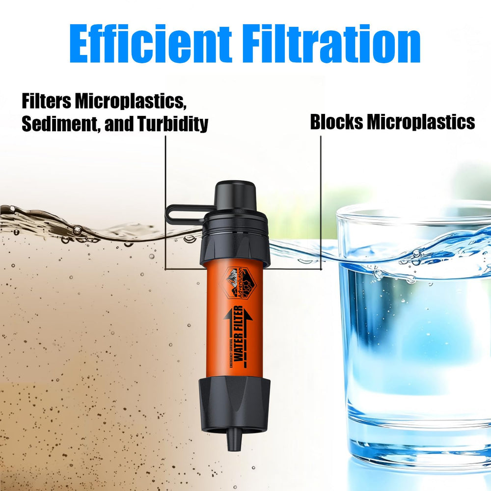 3-Pack Water Filter Straw with Survival Whistle Kit