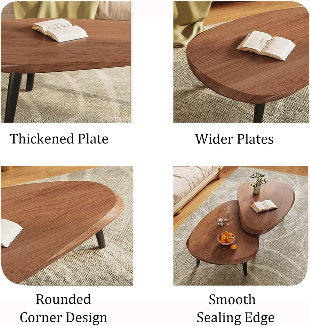 Nesting Coffee Tables Set of 2, Mid Century Modern Center Table,Wood Table to...