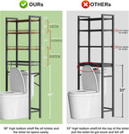 Over-The-Toilet Storage Rack, 4-Tier Bathroom Organizer Shelf Over Toilet with Adjustable Shelf and Basket, Freestanding Space Saver Bathroom Shelves Above Toilet for Room (Vintage Brown)