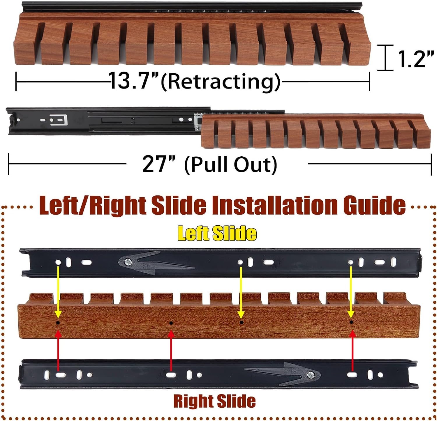 Premium Walnut Wood Belt Organizer with Sliding System - 12-Belt Heavy-Duty Belt Holder, Wall-Mounted Belt Hanger for Closet, Space Saving Storage & Elegant Father’s Day Gift