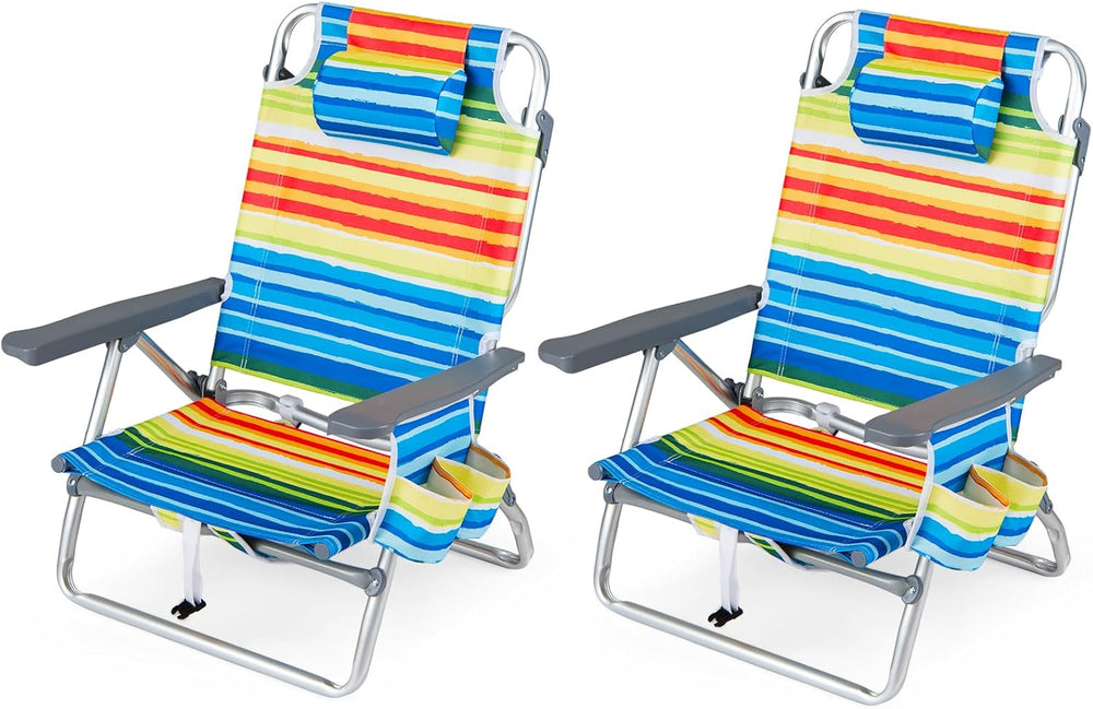 Goplus Beach Chair, Folding Backpack Beach Chairs for Adults w/Adjustable Pos...